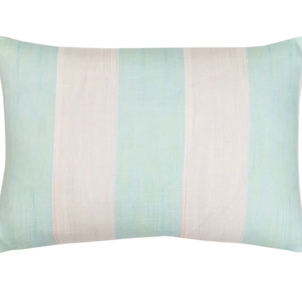 Laura Parks Versailles stripe aqua and cream  linen cotton NWNT.  Cover only